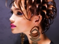Beautiful woman with fashion  hairstyle and pink makeup