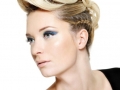 Beautiful  woman with modern hairstyle and blue make-up