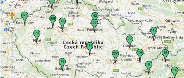mapa kadeřnictví CR a SK mapa kadeřnictví CR a SK